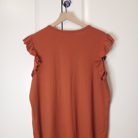 Time and Tru Women's Rib Ruffle Sleeve Top - Picture 5 of 11